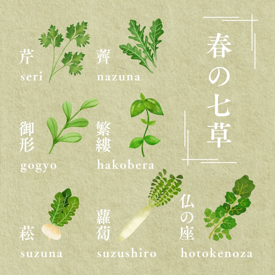 緑 シンプル 和風 春の七草 全種類 七草粥 人日の節句 お正月 Instagramの投稿
